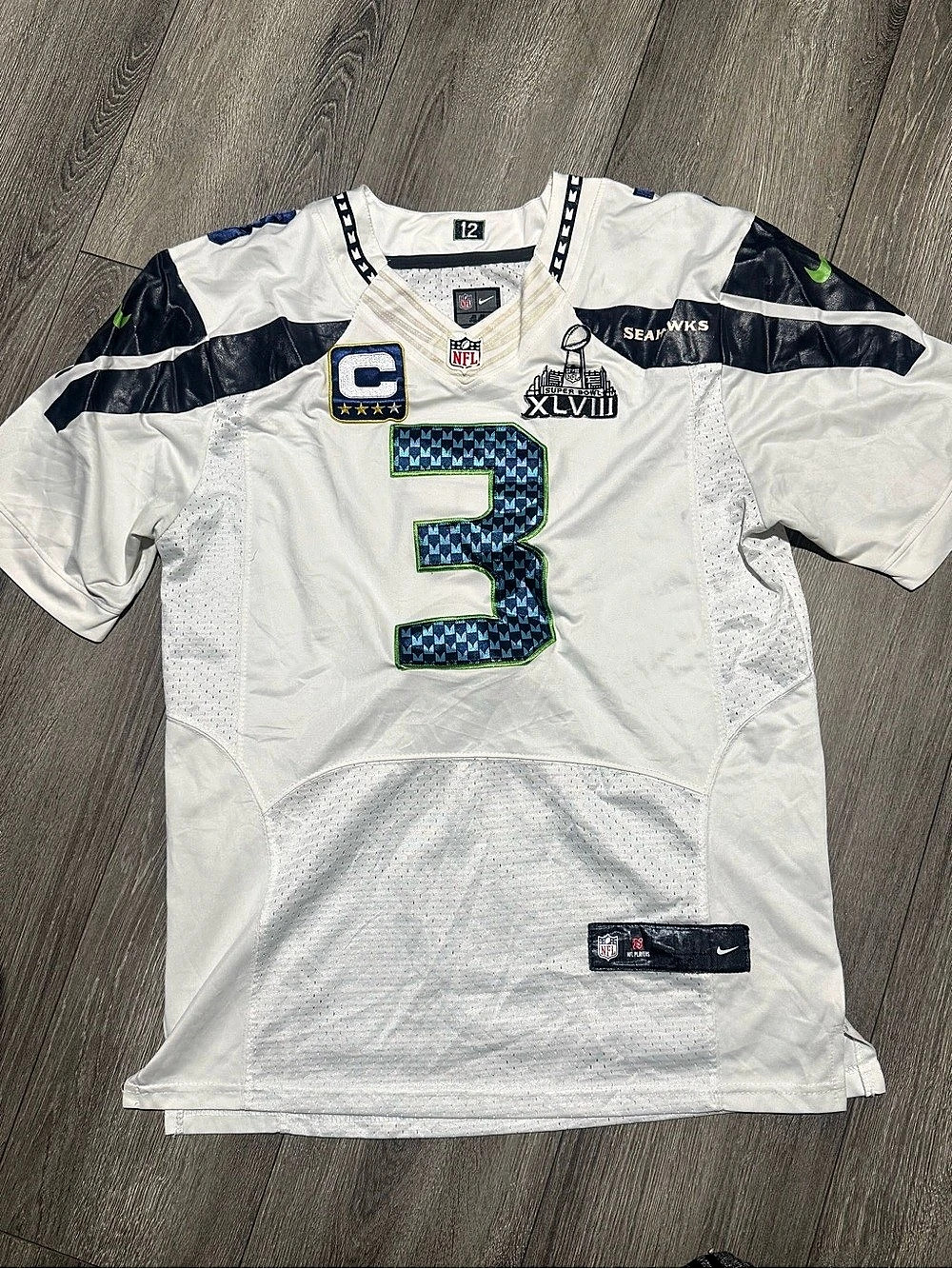 Nike Russell Wilson Seattle Seahawks Super Bowl XLVIII Nike Jersey White & Blue